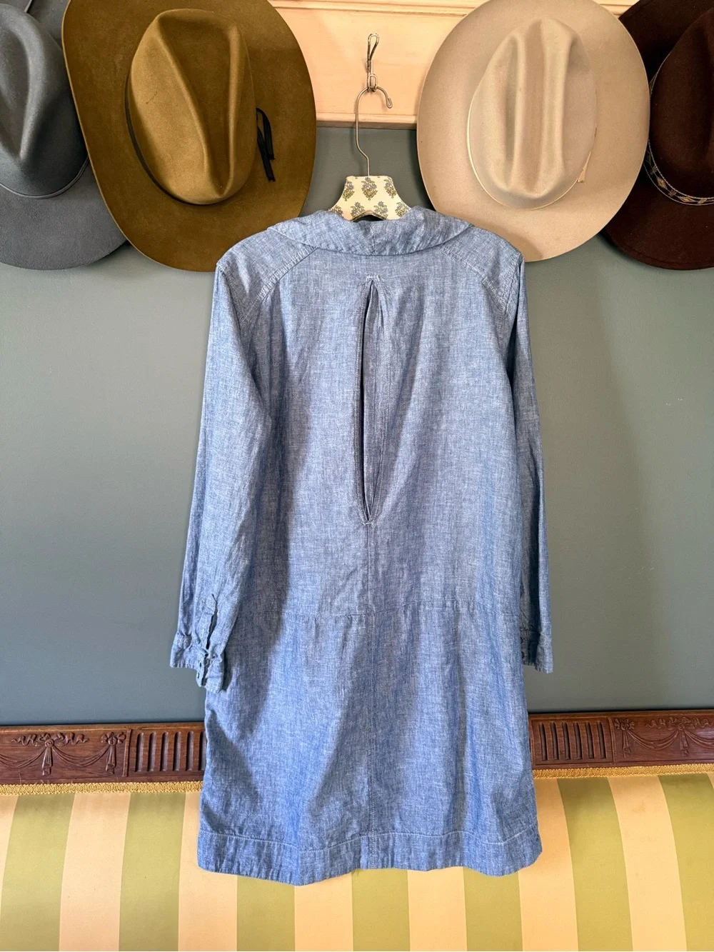 Free people Done up in denim chambray linen blend dress L